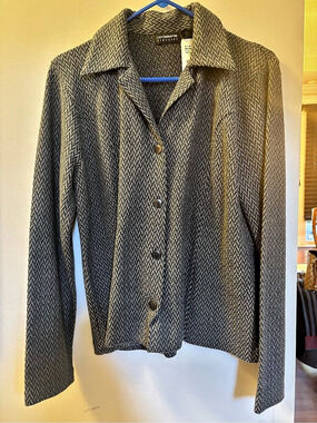 Liz Claiborne Classics Houndstooth Jacket in Gray & Black Size Large50